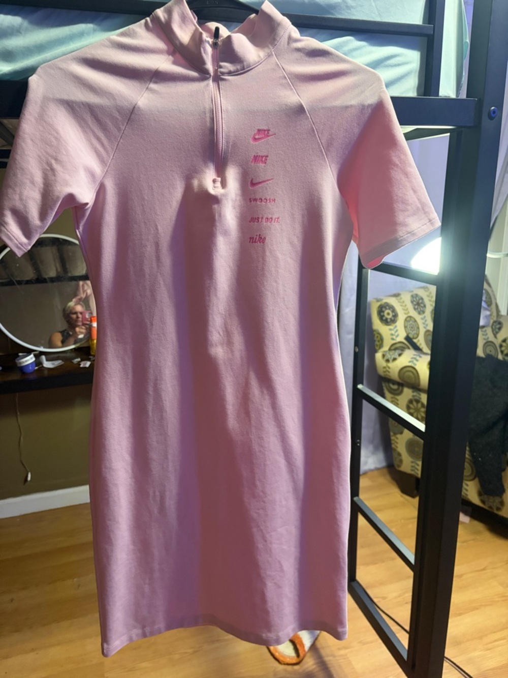 Nike Pink Short-Sleeve Half-Zip Sport Dress